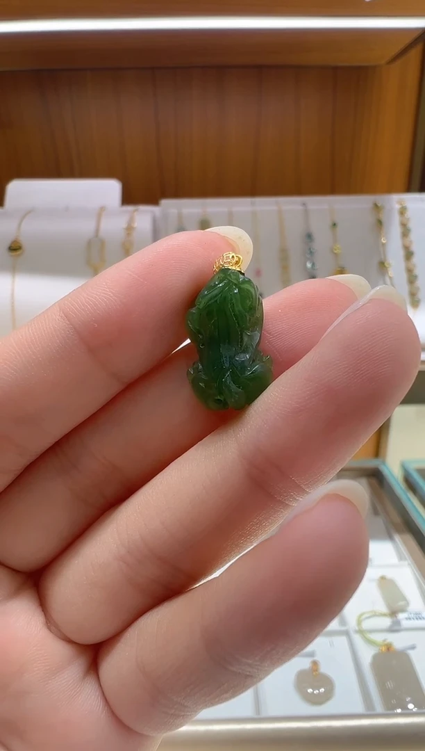 和田玉18K金镶嵌颈饰@@FL0459