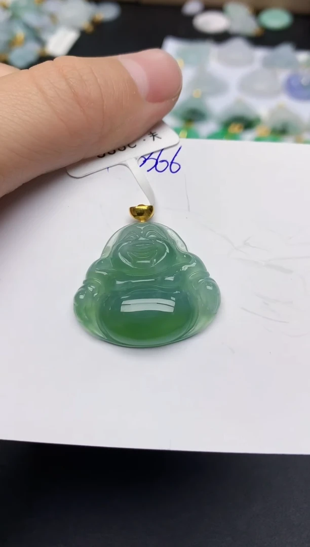 颈饰18K金镶嵌翡翠天然缅甸A货翡翠百元以上9元证书费自理