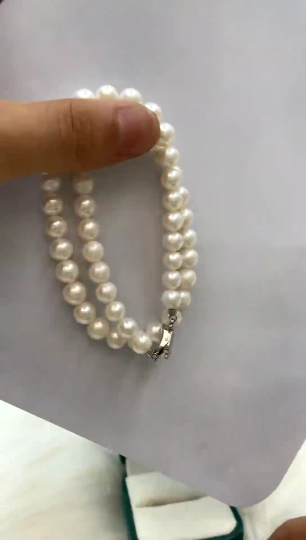 淡水珍珠银S925镶嵌项链7-8