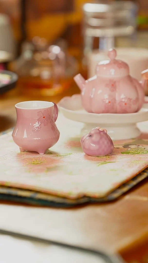 紫色南瓜壶茶杯茶宠壶承