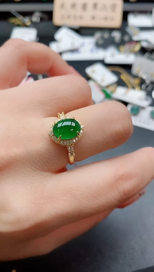 银S925镶嵌戒指翡翠1