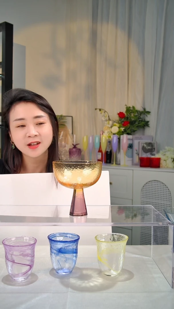 高脚款水晶玻璃2只实心底鸡尾酒杯甜品杯