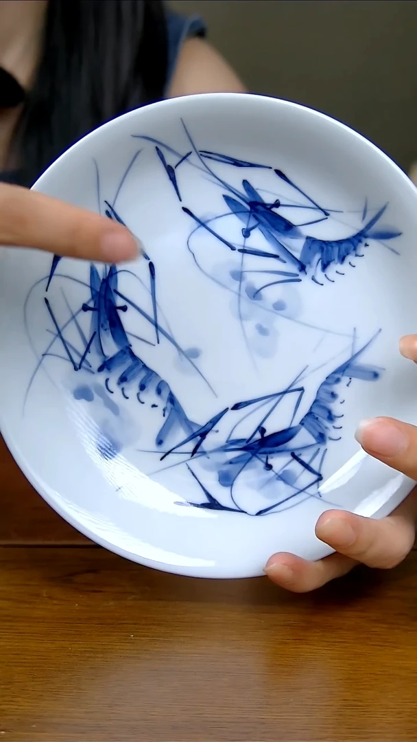 陶瓷写意虾趣壶承