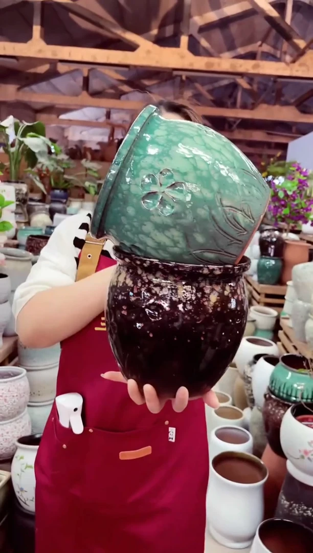 紫砂花盆高20 口20