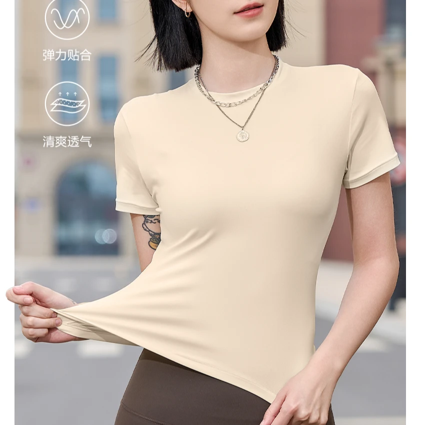 XC-X14（聚水潭）透气清爽圆领修身型T恤跑步时尚修身休闲女士短袖