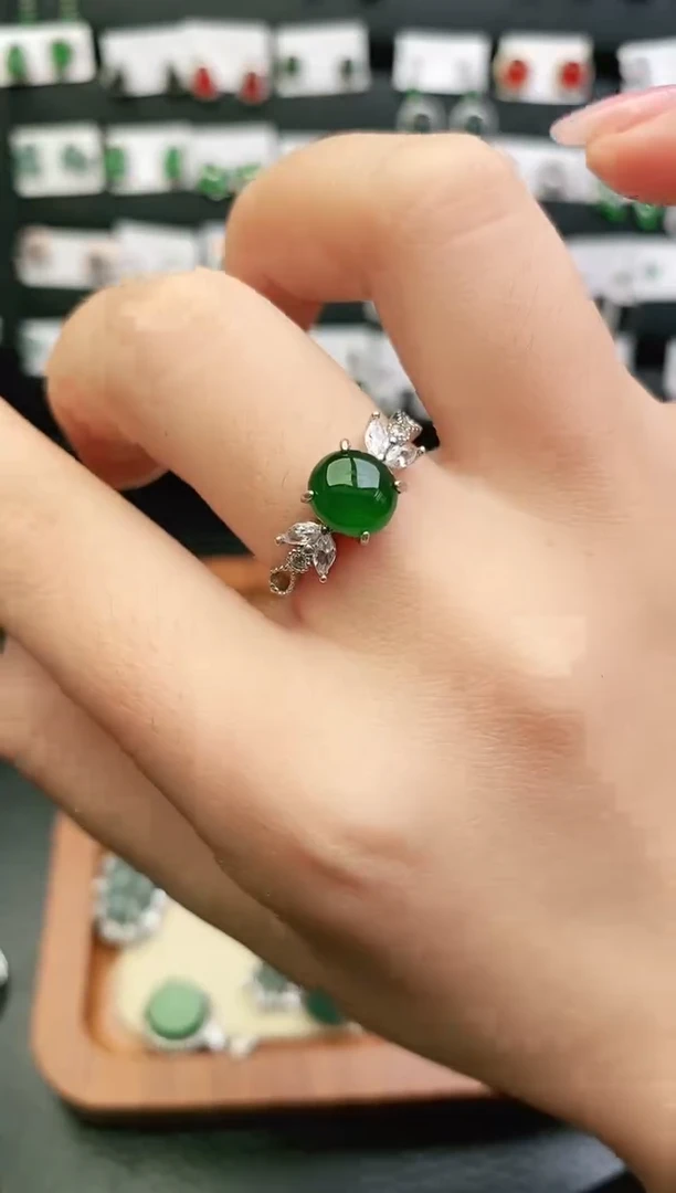 银S925镶嵌戒指翡翠0
