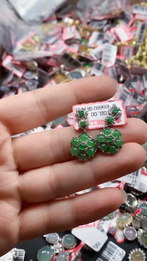 银S925镶嵌戒指翡翠天然A货缅甸翡翠