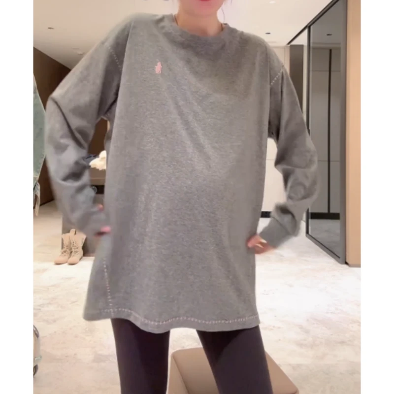 【微风轻语】长袖时尚圆领洋气撞色高档百搭T恤打底衫LK2505956