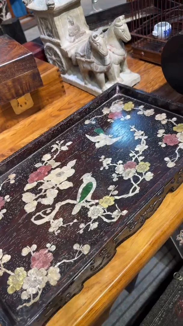 木紫檀螺钿大茶盘邵氏紫檀木艺