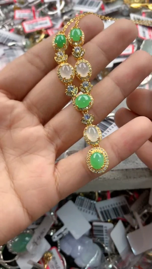 银S925镶嵌戒指翡翠555                 9