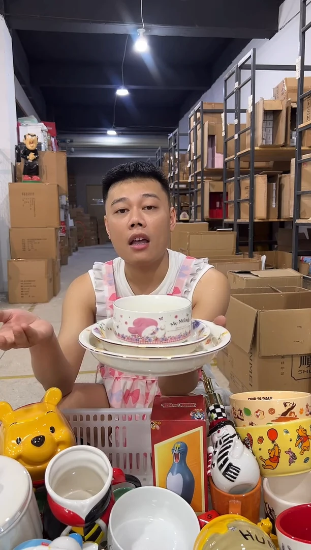 瓷片原盒三利鸥餐具3件套