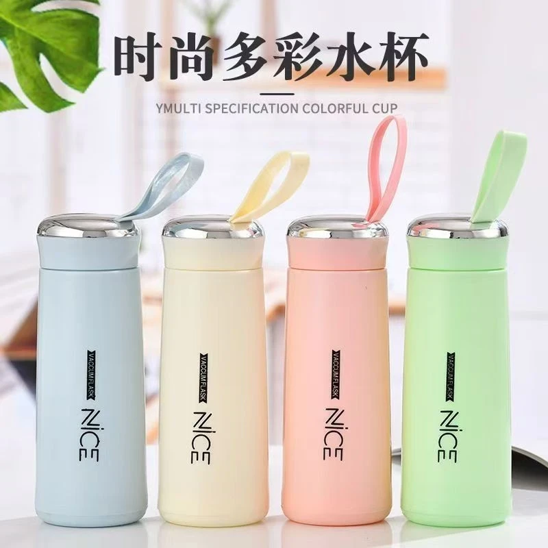 高颜值玻璃杯便携玻璃杯双层防烫玻璃400毫升水杯W（颜色随机发）