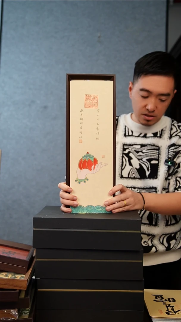 国画13*40不落名绘画带框发货8587