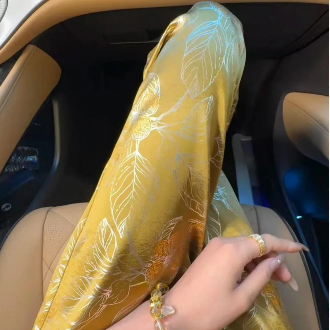 气质富贵花直筒冰琉璃阔腿裤重工烫金提花宽松休闲裤8539