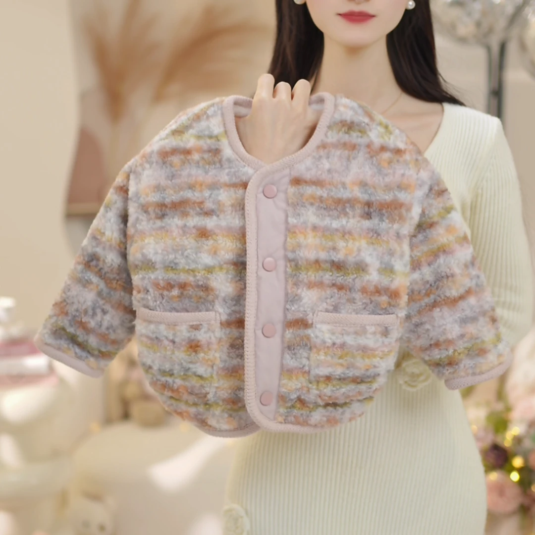 女童2025冬季新款洋气韩版加毛加厚小香风外套C25079
