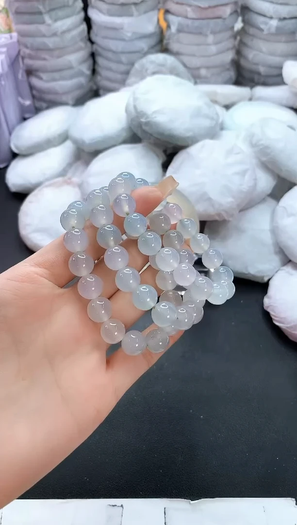 手镯玛瑙/玉髓未镶嵌蓝紫色珠子手串