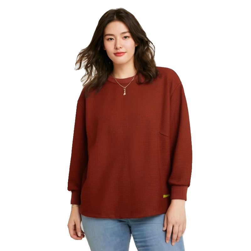 胖太太大码女装春秋新品时尚咖色宽松短款卫衣上衣外套321380210