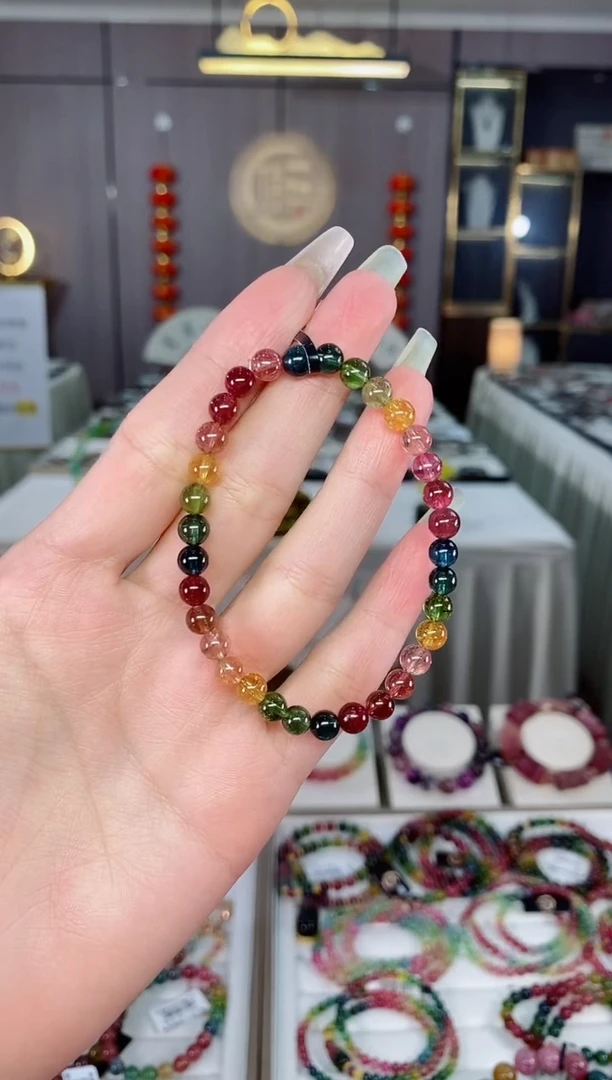 收藏级老矿碧玺单圈手串5mm+未镶嵌碧玺（多样性发一条）mz