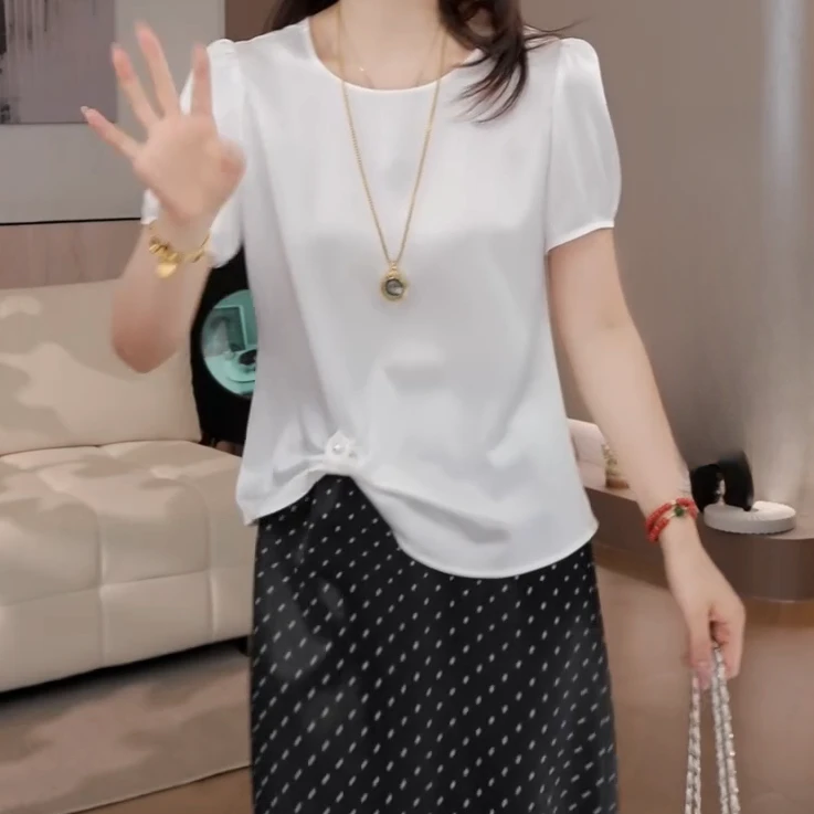 2025夏季新款凉感设计感小众时尚百搭气质短袖T恤C5767