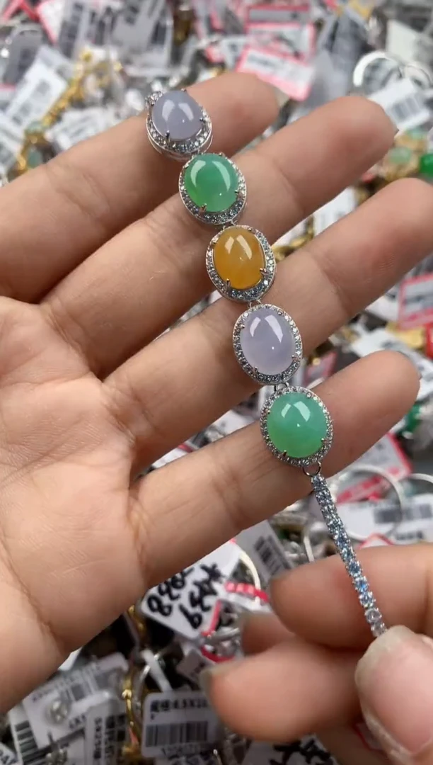 银S925镶嵌戒指翡翠5555----9