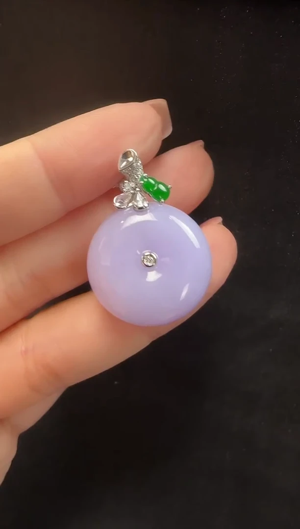 颈饰18K金镶嵌翡翠214平安扣一个