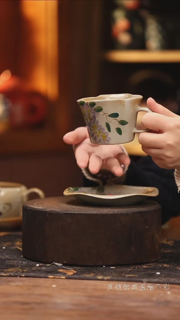 陶瓷景德镇高温釉下手绘陶瓷@L812@