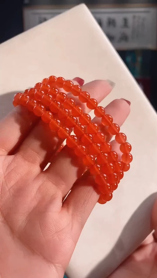 未镶嵌手链南红玛瑙保山河湾冰红南红多圈6+mm