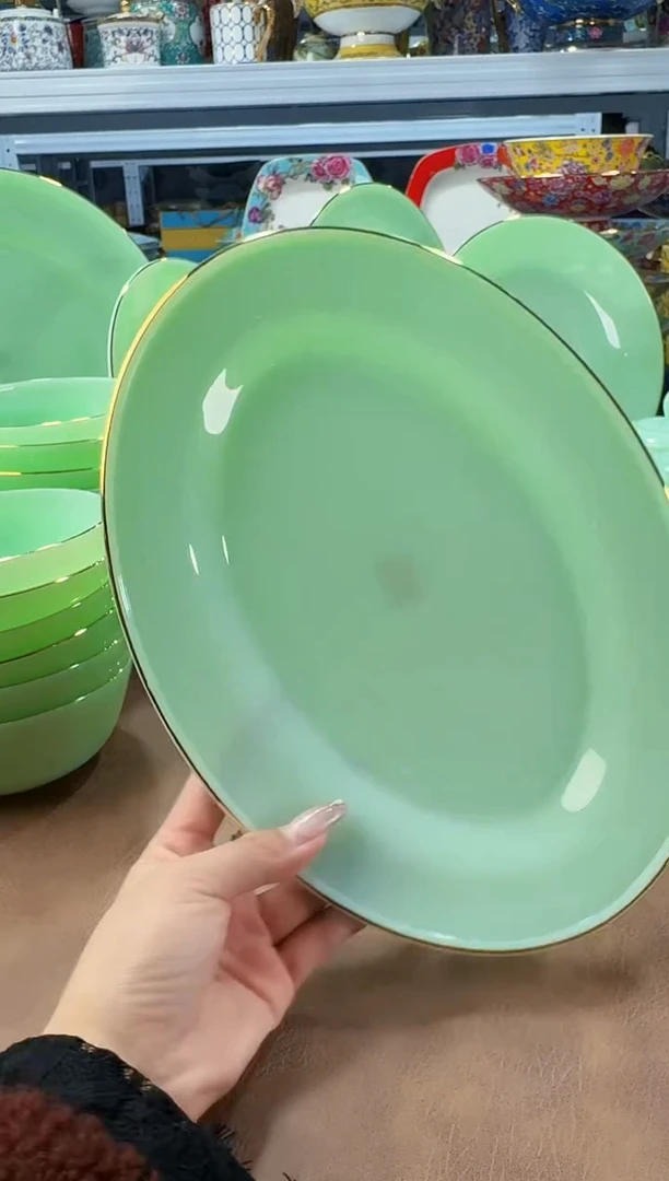 玉瓷12英寸浅鱼盘1只