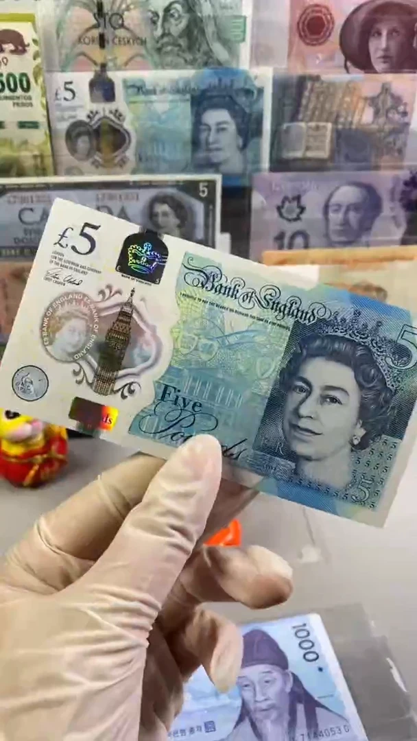 纸币英国5 塑料钞 女王头像 有47