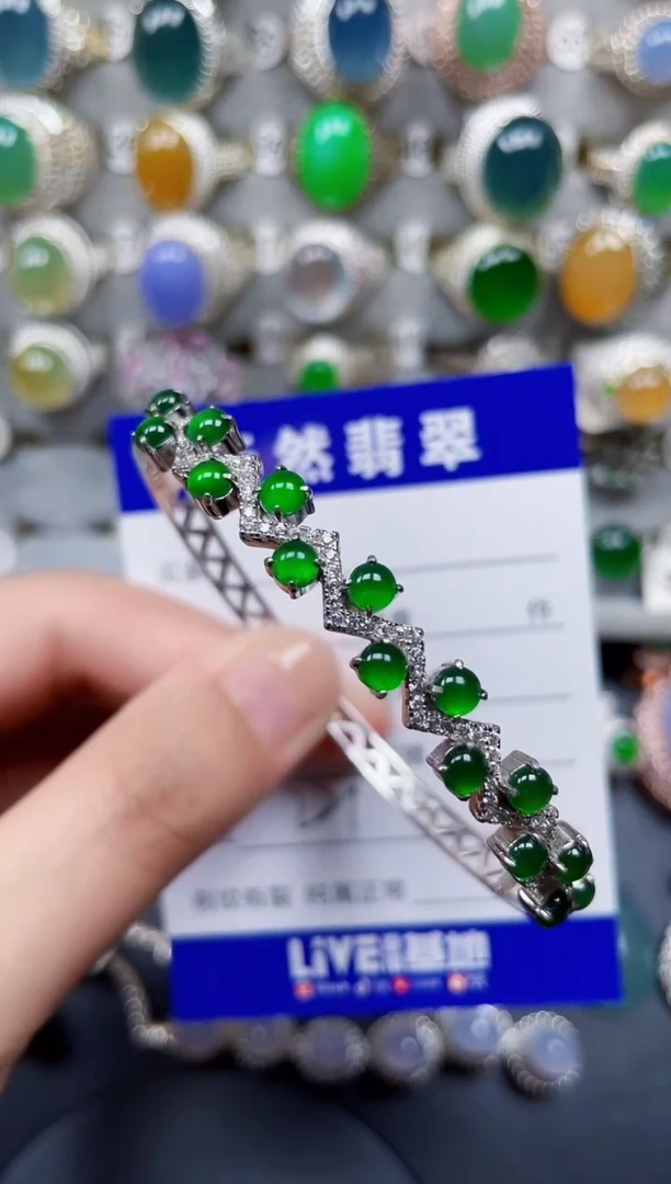 银S925镶嵌手镯翡翠221