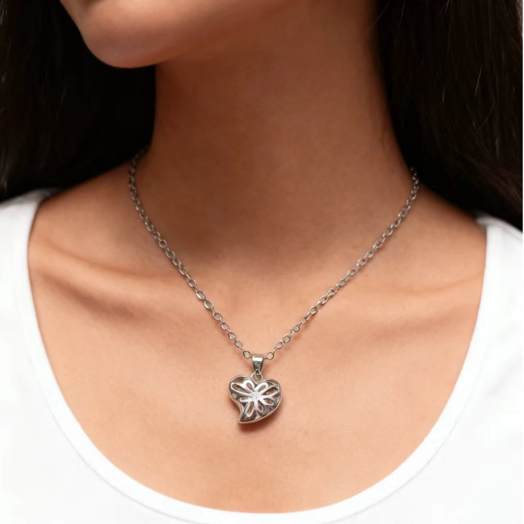 纯铜项链 2231镂空爱心轻职风女复古气质时尚经典小众