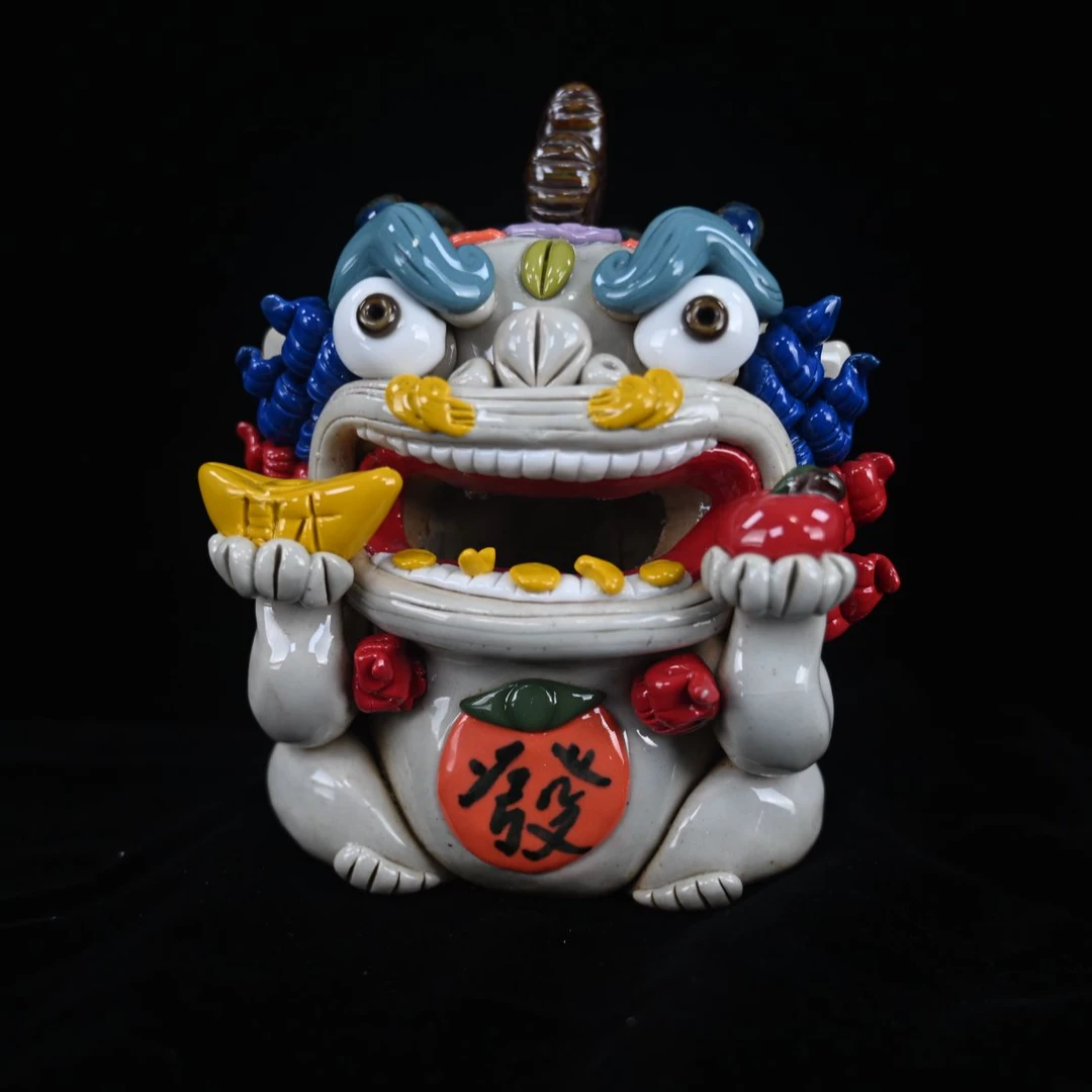 手工捏雕香插 独角貔貅