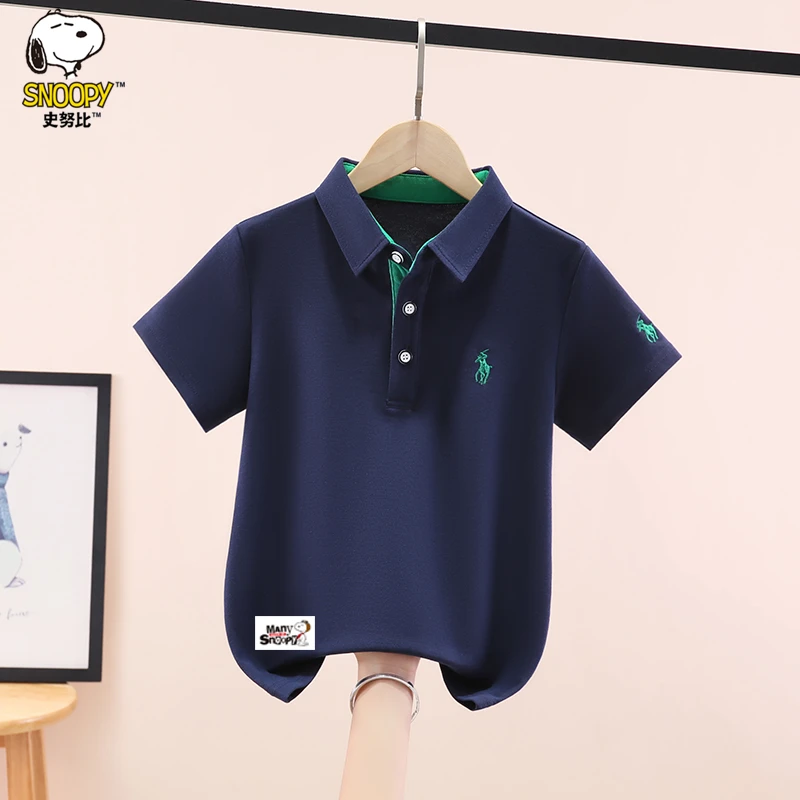 史努比男童短袖polo衫夏装2025新款洋气中大童男孩休闲T恤上衣潮