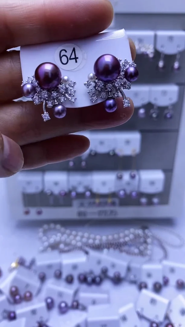 银S925镶嵌耳饰淡水珍珠64