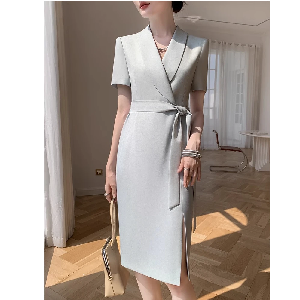高端西装白色连衣裙女2025显瘦高级轻奢气质女神范夏天裙子24ST73