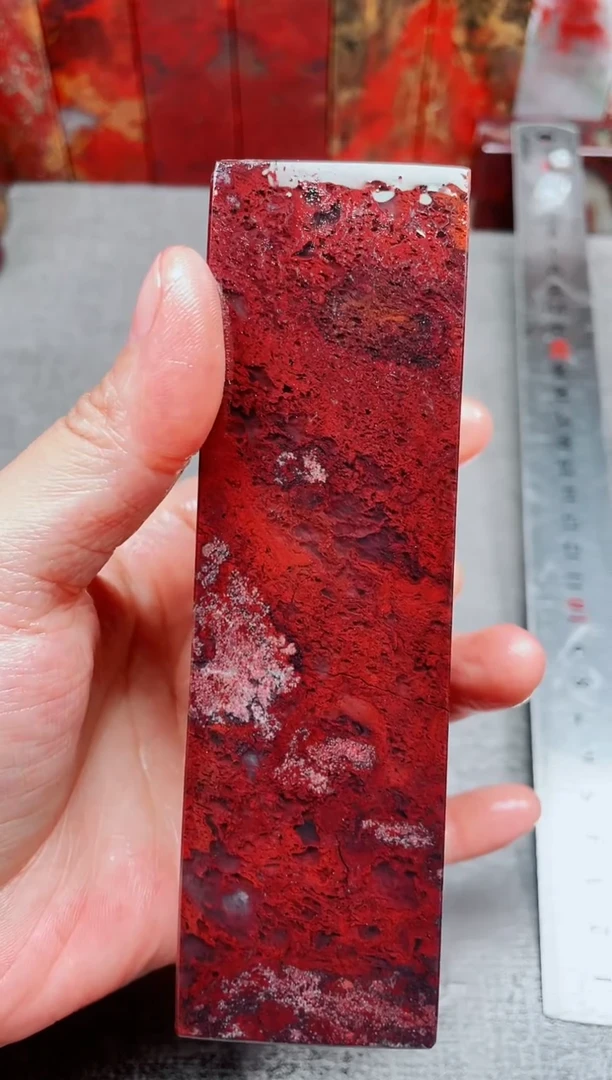 玉桂林鸡血玉素章满红28