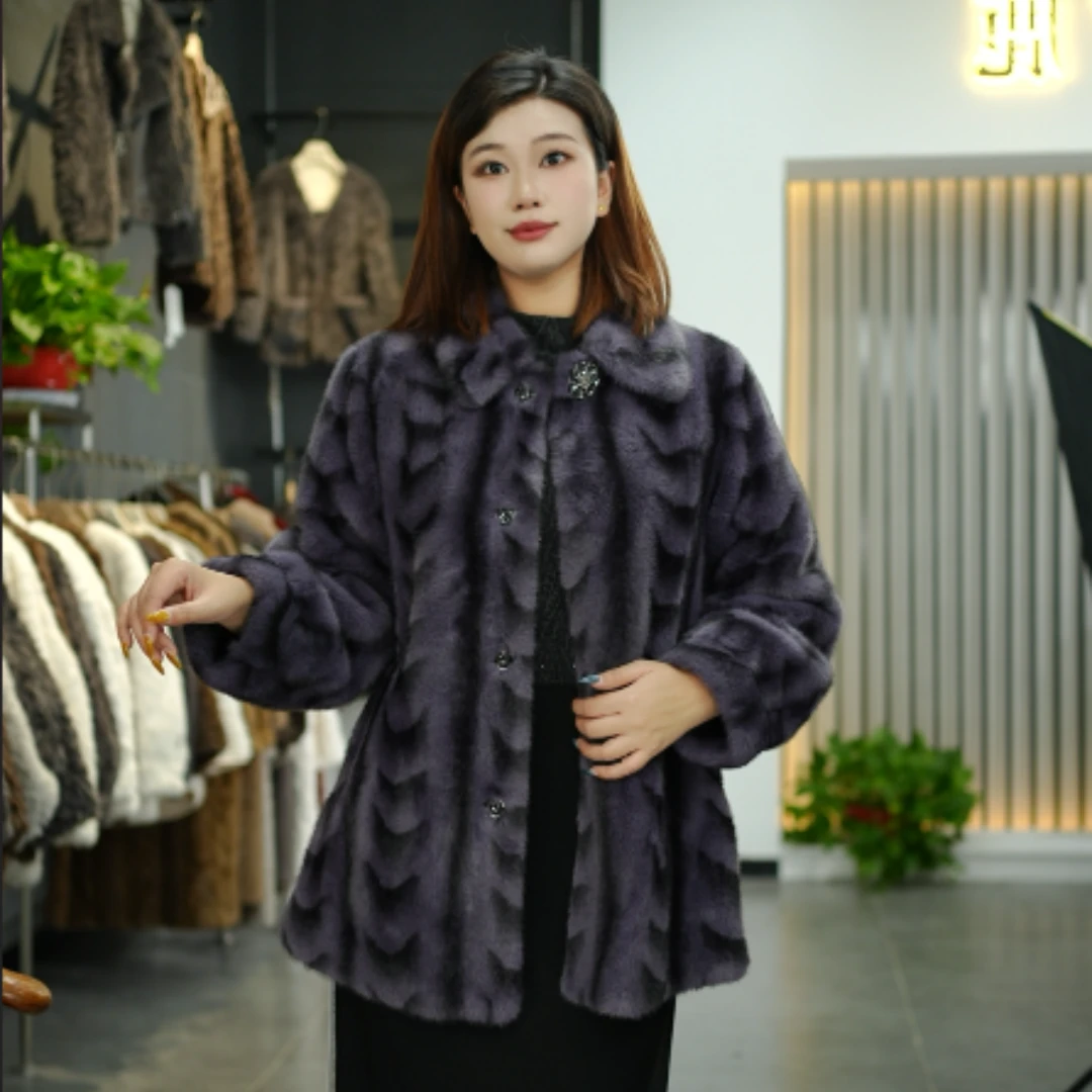 方领福态风宽松型短款中老年女装翻领纽扣常规款宽松9916