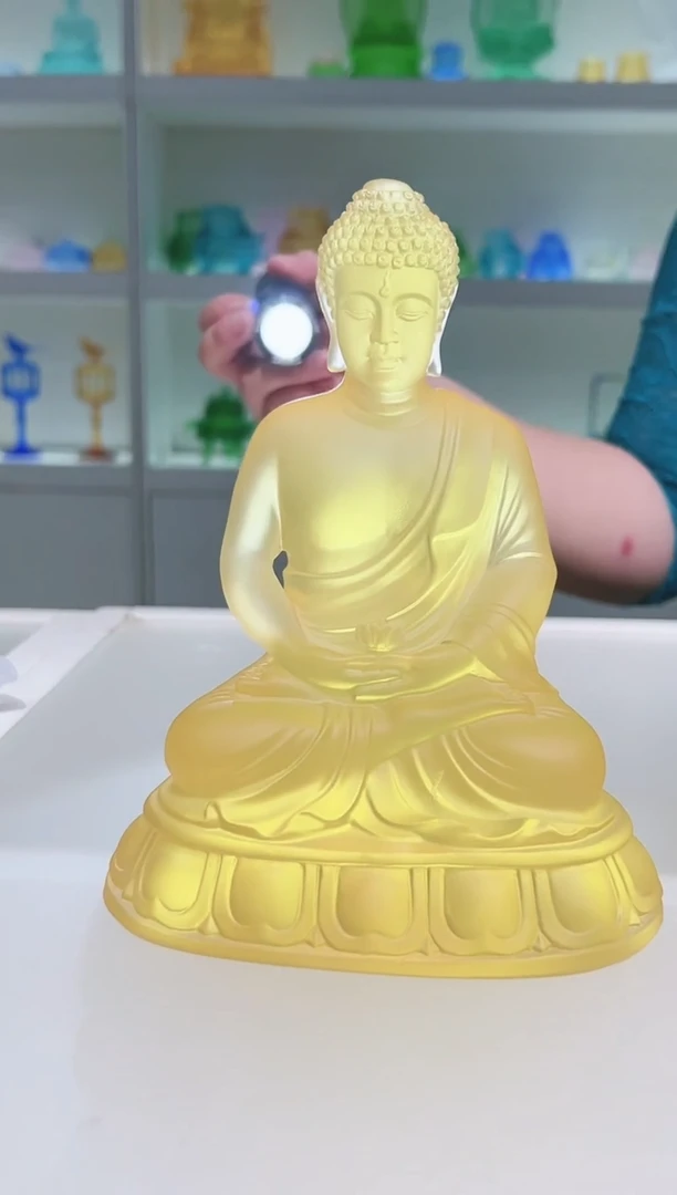 手工艺品琉璃名*画古法琉璃18cm阿弥陀佛