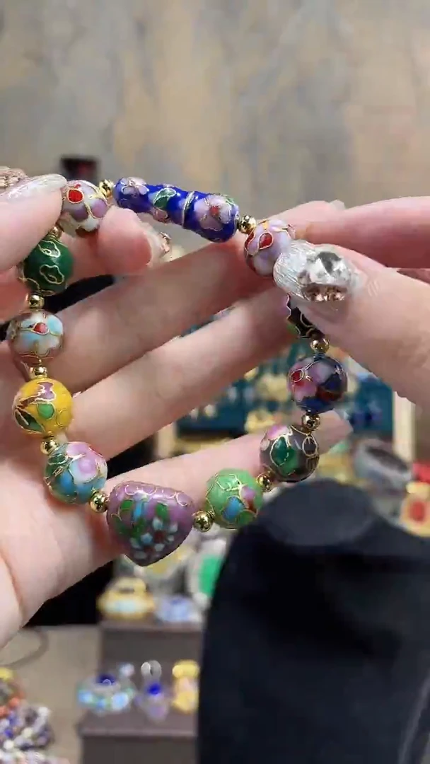 景泰蓝手串多宝1.2加葫芦加粉色心