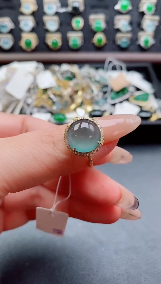 银S925镶嵌戒指翡翠1