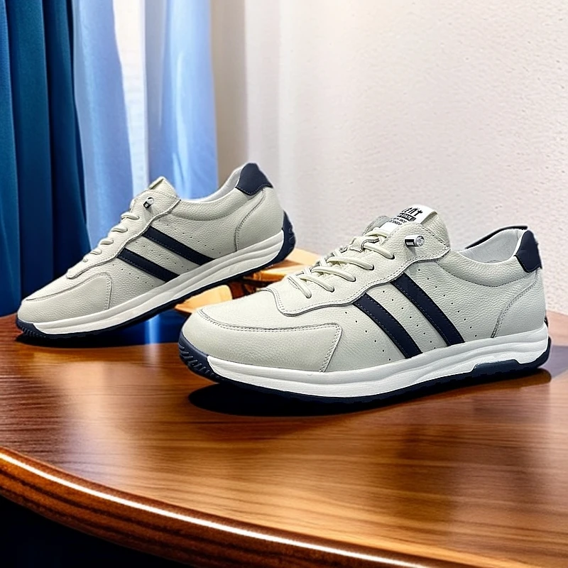 小白鞋男士春季新款真皮男鞋休闲时尚百搭潮鞋男款透气低帮阿甘鞋