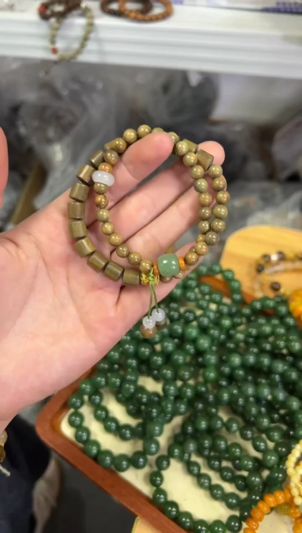 【闪购商品】维腊木（绿檀）手串/手链绿檀木原款设计款双圈[279]