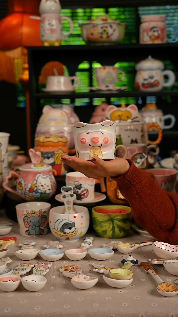 陶瓷无盖款景德镇高温釉下彩纯手绘创意瓷