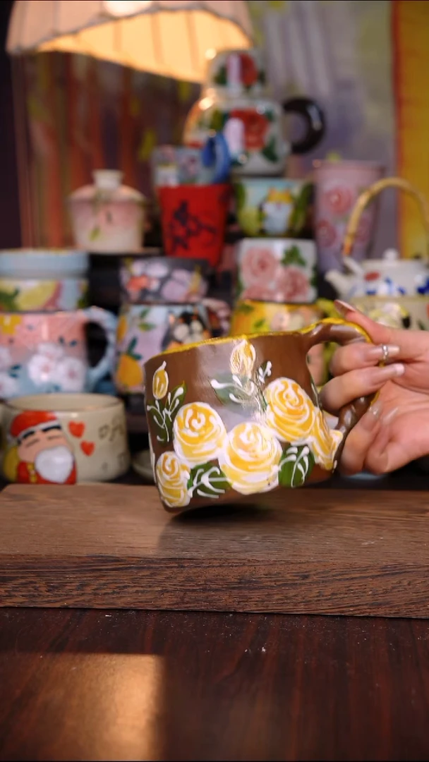 杯子陶泥垚手作 景德镇手工手绘陶瓷器物