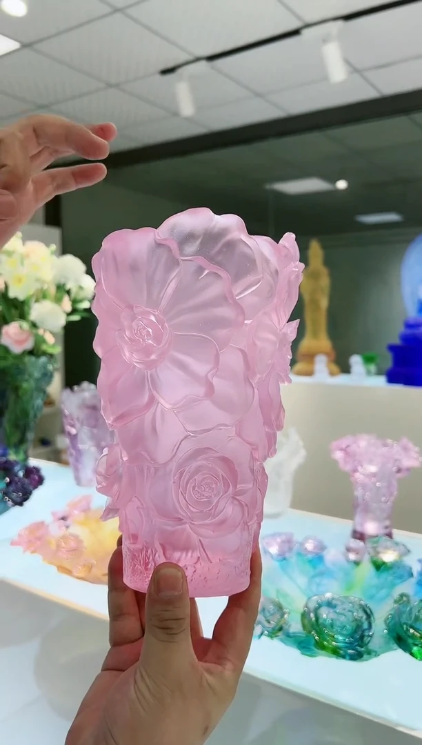 【闪购商品】茶宠古法琉璃粉色花瓶