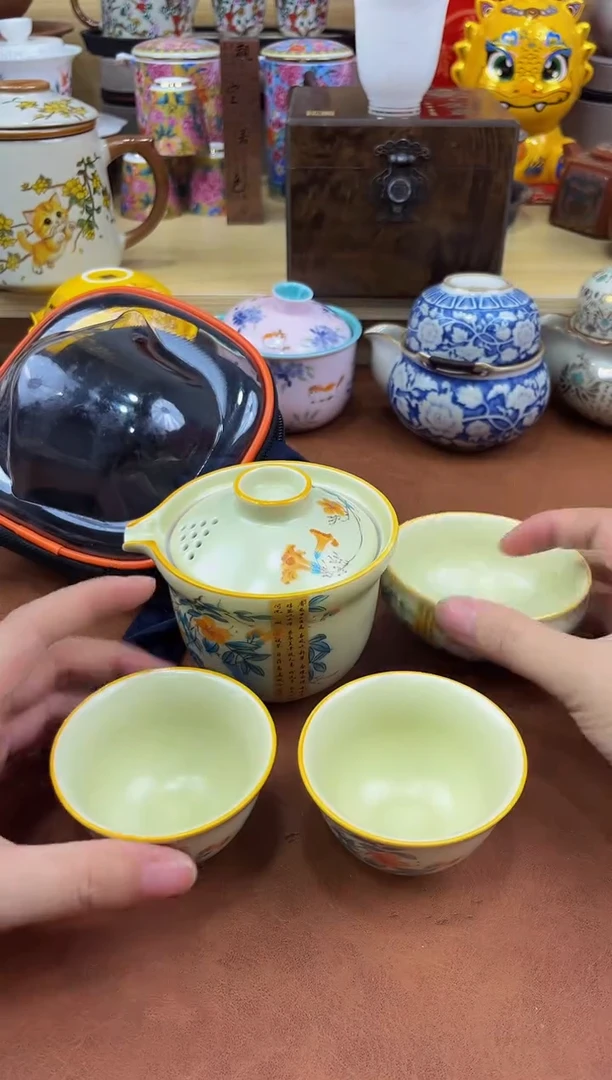 陶瓷茶具摆件旅行套组