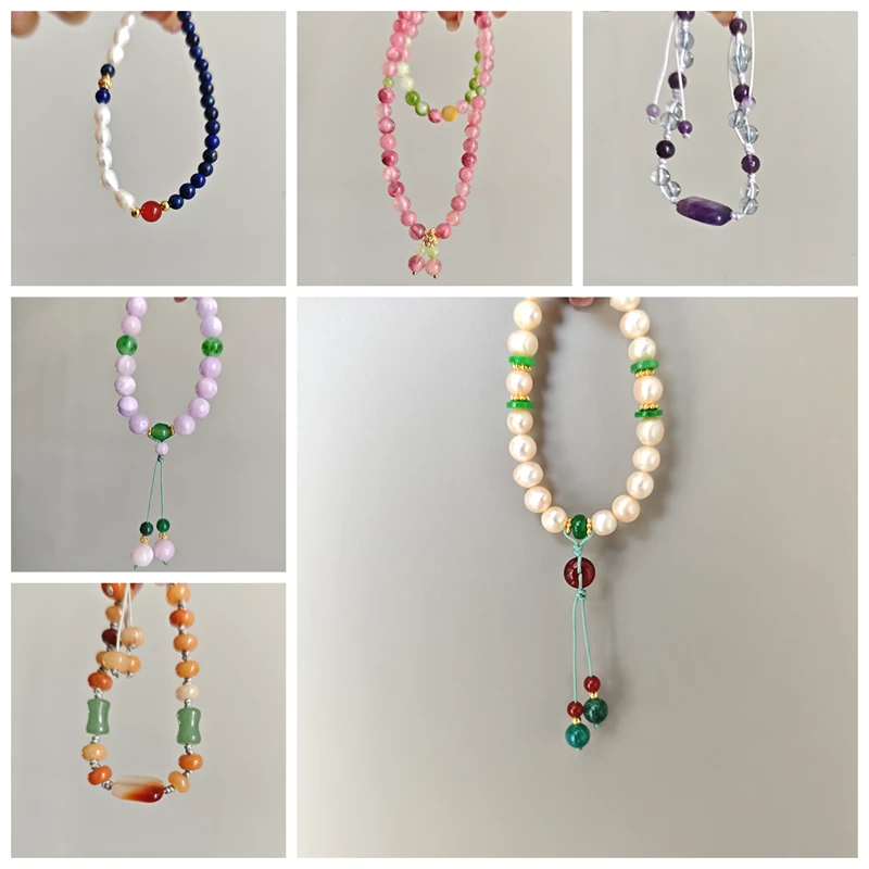 风雪初晴 铜合金手链 成就粉黛如愿算盘竹节紫色刻面紫水方牌