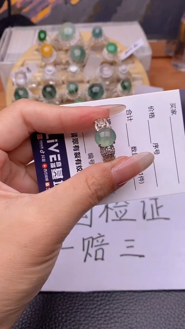 银S925镶嵌戒指翡翠1