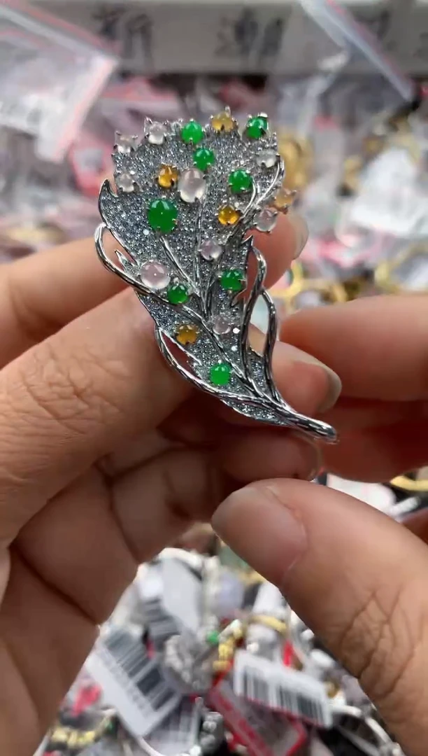 银S925镶嵌戒指翡翠555            4