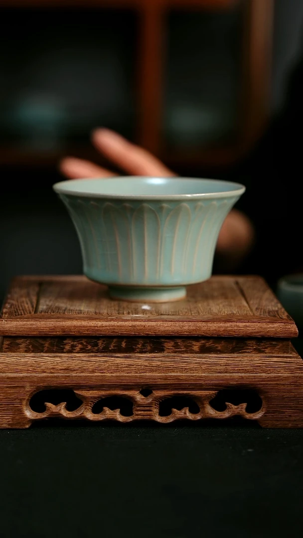 杯子陶青霁汝窑仿古釉  微瑕